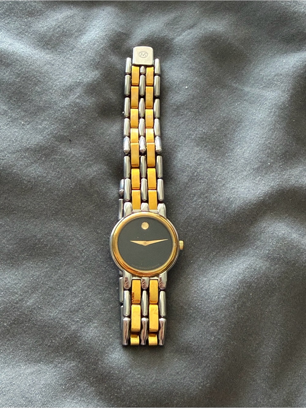 Two-Tone Gold and Silver Women's Movado Watch - Classic Minimalist Style